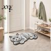 Indoor Absorbent Mat Cute Cat Bathroom Rug, Anti-Slip Bath Washable Plush Pet Themed Floor Rug Kitty Door for Entrance Kitchen Home Decor