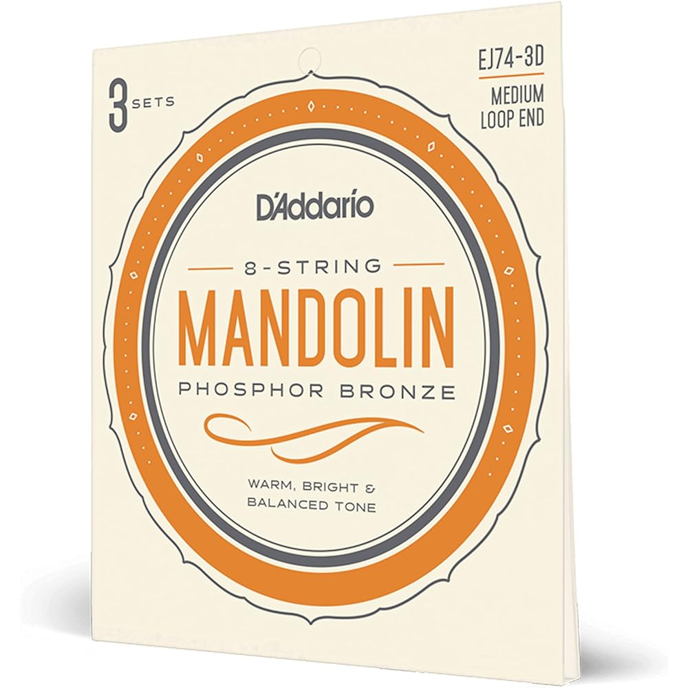 D'Addario Daddario Mandolin Strings Phosphor Bronze Medium .011-.040 EJ74-3D 3 Set Pack [Domestic...