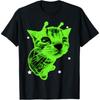 Neon Green Alien T-shirt Retro "Really?" Cat Pattern T-shirt Fun Cat Terrier Round Neck Casual Short Sleeve Parent Child Style