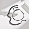 Vnox 2pcs Snake Cuban Link Chain Bracelet Set Black Silver Color Stainless Steel Adjustable 18-21cm Wristband Gift for Men Women