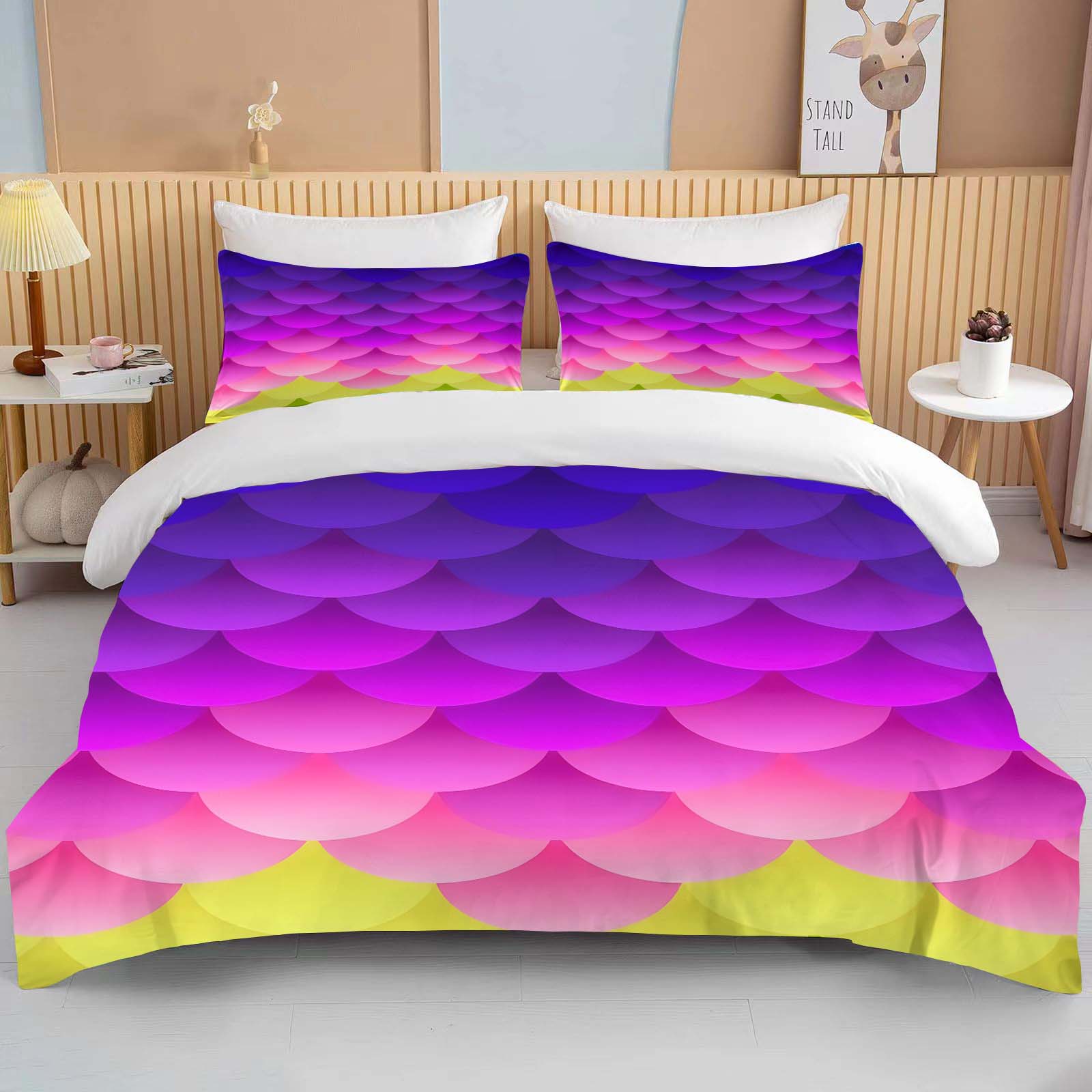 

Elegant Vibrant Fantasy Fish Scale Art Print 1 2 Pillowcases Adult And Children Luxury Gril Gift Quilt Comforter (quilt)-EU Single(135*200cm)3pcs
