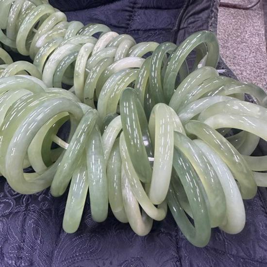 Natural Xiuyan Jade Light Green Bangle - New Chinese Style Bracelet 58mm