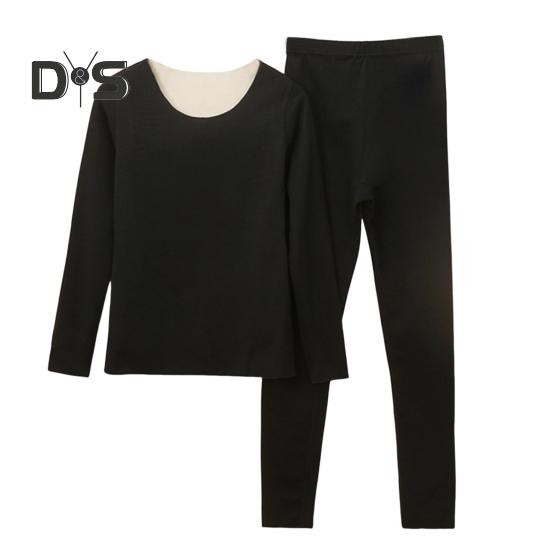 2 Teile/Satz Winter Thermo-Unterwäsche-Set für Damen, Rundhalsausschnitt, nahtlos, langärmlig, warm, Slim Fit, hochelastisch, Pyjama-Set für kaltes Wetter, Homewear, Nachtwäsche