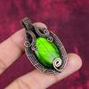 Green Fire Labradorite Pendant Real Gemstone Jewelry Copper Wire Wrapped Pendant