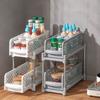 Mobile Organizzatore da Bagno a 2 Piani Multiuso, Scaffale Estraibile Sottolavabo, Organizzazione Dispensa, Scaffale per Organizzazione Cucina