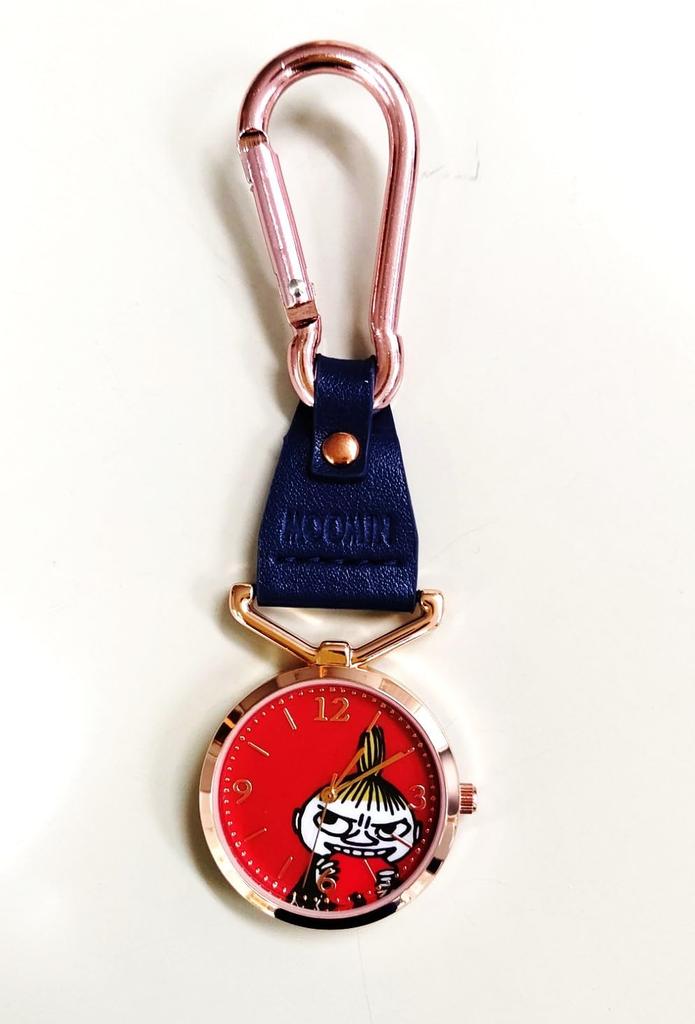 Fieldwork Moomin Analog Pocket Watch with Keychain and Little My Moomin Carabiner Women's KC2, Navy, MOM014-3