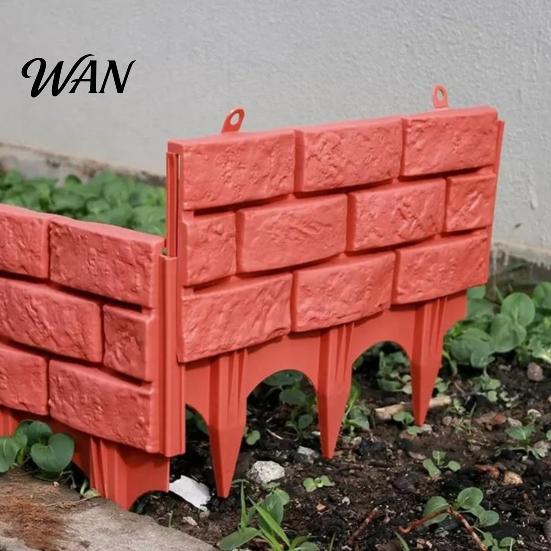 Lawn Border Fencing Plastic Garden Retaining Fence Brick Look Edging Outdoor Landscape Decorative Picket Panel for Flower Beds Paths Lawns Yard