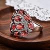 925 Sterling Silver Women's Big Ring with Natural Garnet Gemstones Fine Jewelry for Anniversary Banquet Wear