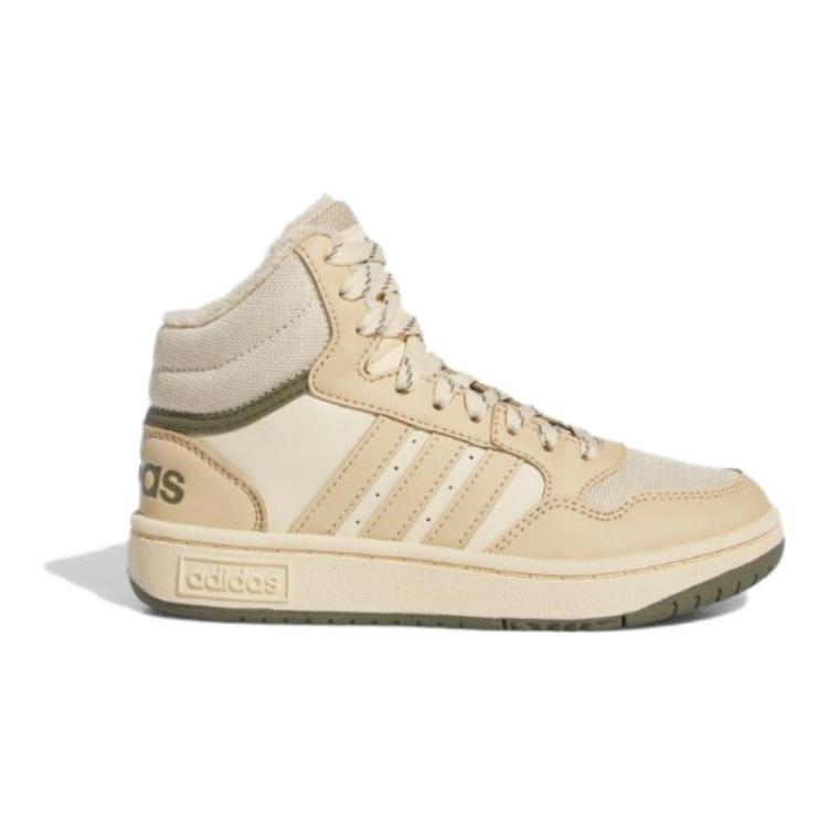 New Adidas HOOPS 3.0 Mid Abrasion Resistant Mid Top Kids' Skateboarding Shoes Khaki Kids' IF7738