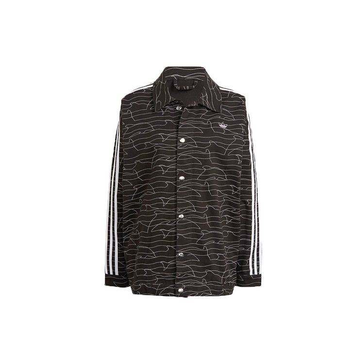 

Adidas Originals American Vintage С узором Поло Свободная Куртка на Пуговицах Женская Куртка Черная GN4466 30