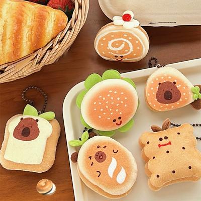 Kreatives Weiches Stofftier Burger Tier Capybara Plüschpuppe Schlüsselanhänger Spielzeug Cartoon Tasche Auto Anhänger Toast Schlüsselanhänger