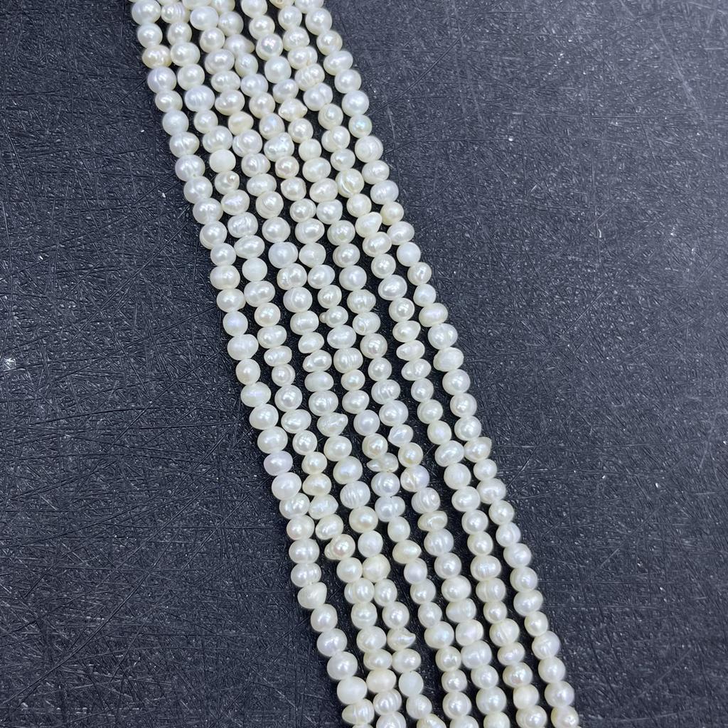 1String, White Natural Freshwater Pearls Beads for Jewelry Making DIY Crafts (Beads 3-4mm, Length 36cm)