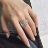 Hollow Rhombus Flower Ring: S925 Sterling Silver, Unique Design, Adjustable Women's Jewelry.