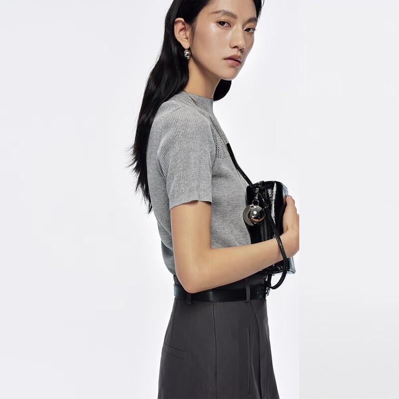 Women's Stand-Collar Short-Sleeve Knit Top
