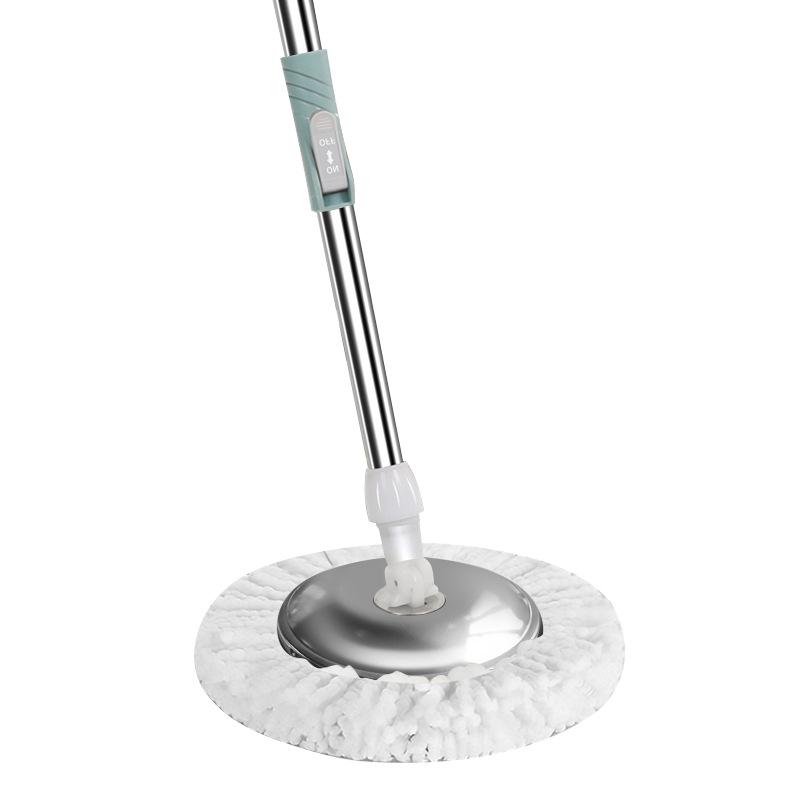 Rotační mop s kulatou hlavou a zesílenou tyčí, s volnýma rukama, obsahuje vodu absorbující mopovou utěrku a kbelík