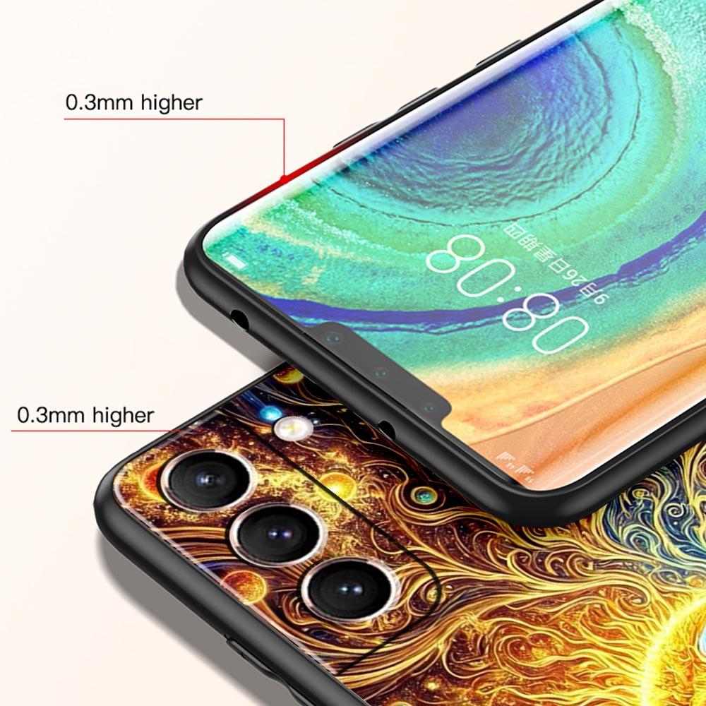 Moon Sun Phone Case For Samsung Galaxy S26 Ultra S25 Plus S24 FE S23 S22 5G S21 S20 Cover Black Soft