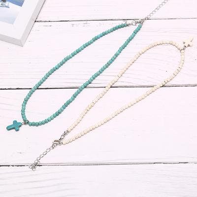 Women Bohemia Turquoise Cross Summer Beach Choker Necklace Jewelry Gift