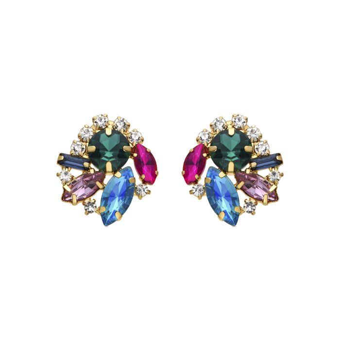 Boucles d'oreilles - LUXENTER - Nyuva - Cristal bleu - Or jaune 18k - Longueur 25,7 mm
