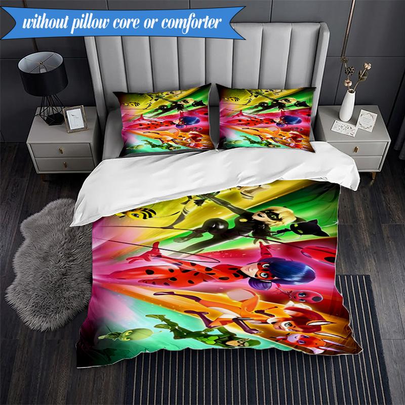 3PCS Miraculous Adventures Bedding Set,Including 1pc Duvet Cover And 2pcs Pillowcases Perfect for Bedroom, Dormitory, Fan Christmas gift