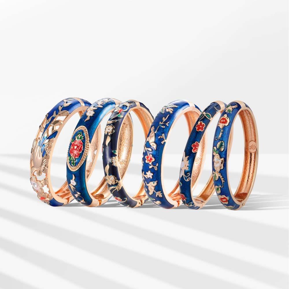 Cheongsam accessories Filigree Enamel Bangle Traditional Hollow Out Flower Bracelet  Versatile