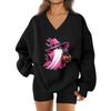 Women's V-neck Dropped Shoulder Halloween Print Sports Sweatshirt Top