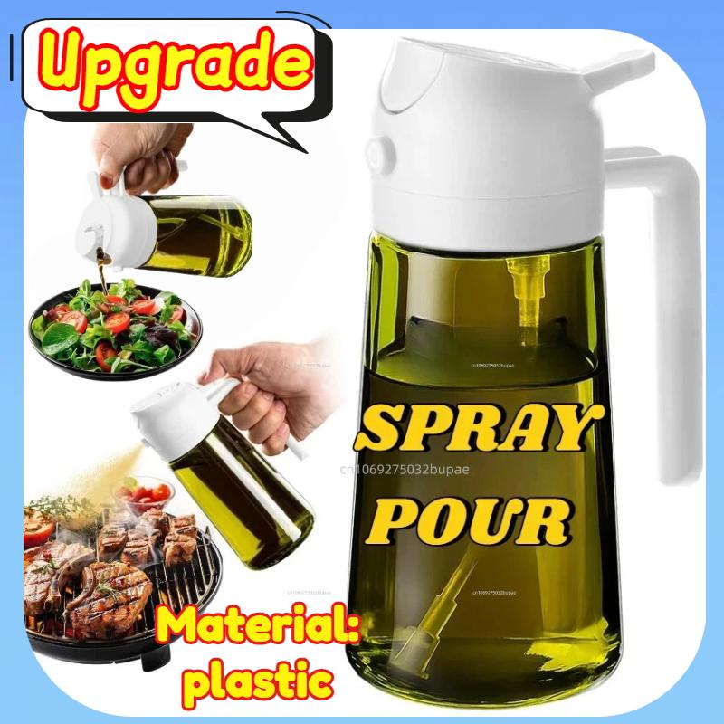 Oil Spray Pot 2-in-1 Plastic Household Kitchen Oil Bottle Nebulizing Mist Filling Cooking Oil Spray Pot Dual Use Camping
