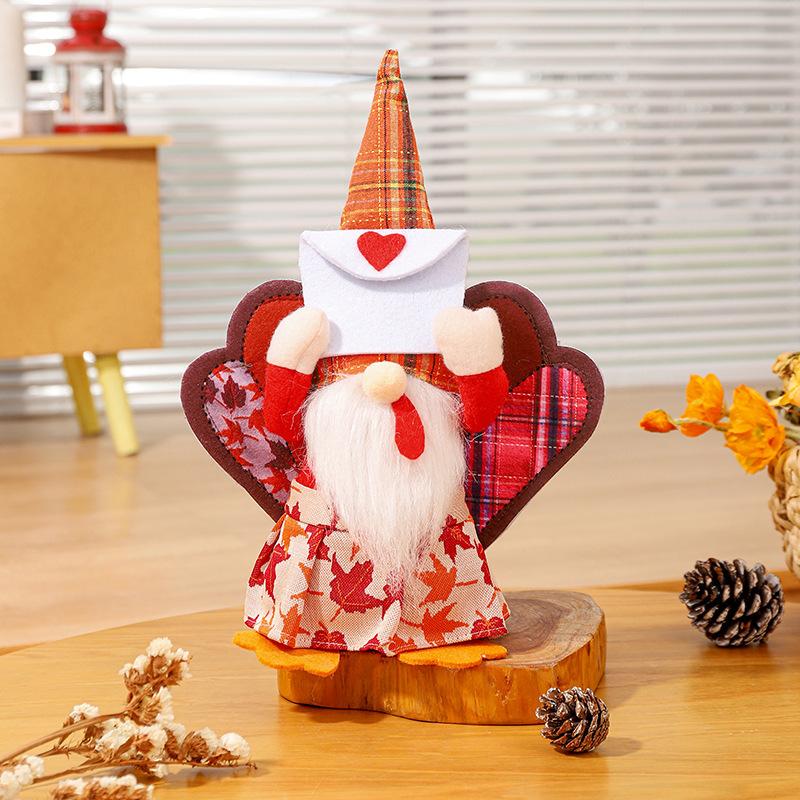Thanksgiving Turkey Old Man Doll Decoration Cute Courtship Faceless Doll Autumn Color Home Holiday Decoration