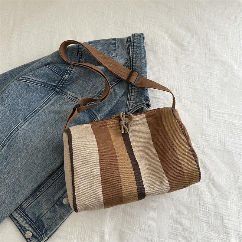 Trendy High-quality Colorful Striped Tote Bag Stylish Shoulder Bag For Daily Use