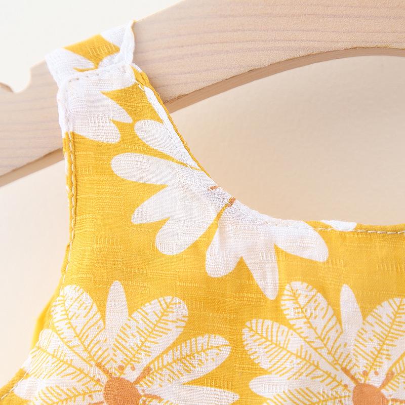 A749 Summer Baby Girl Princess Dress with Big Bow & Flower Skirt, Includes Hat, for Ages 1-4