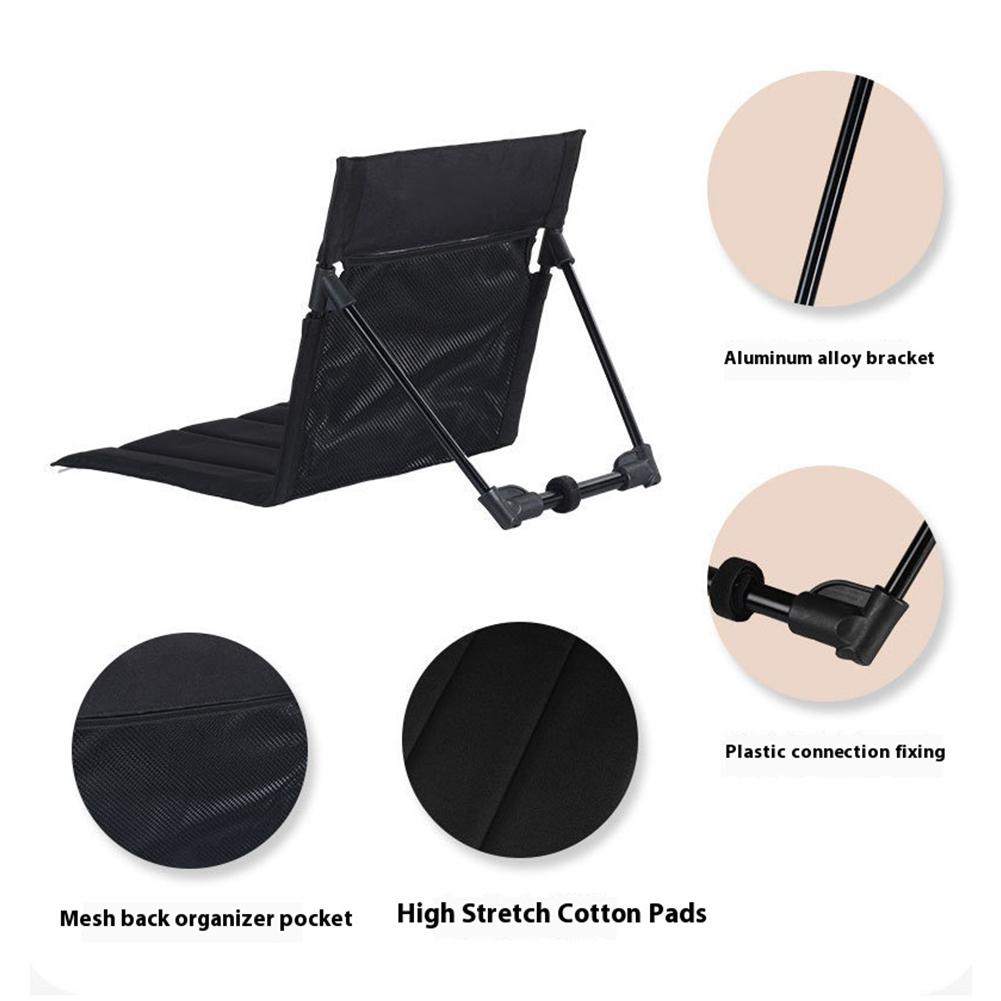 Folding Beach Chair with Back Support Outdoor Camping Chair Portable Floor Chair Lounge Recliner for Camping Hiking