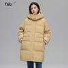 Yalu 2025 Winter Damen Mittellange Daunenjacke mit Kapuze