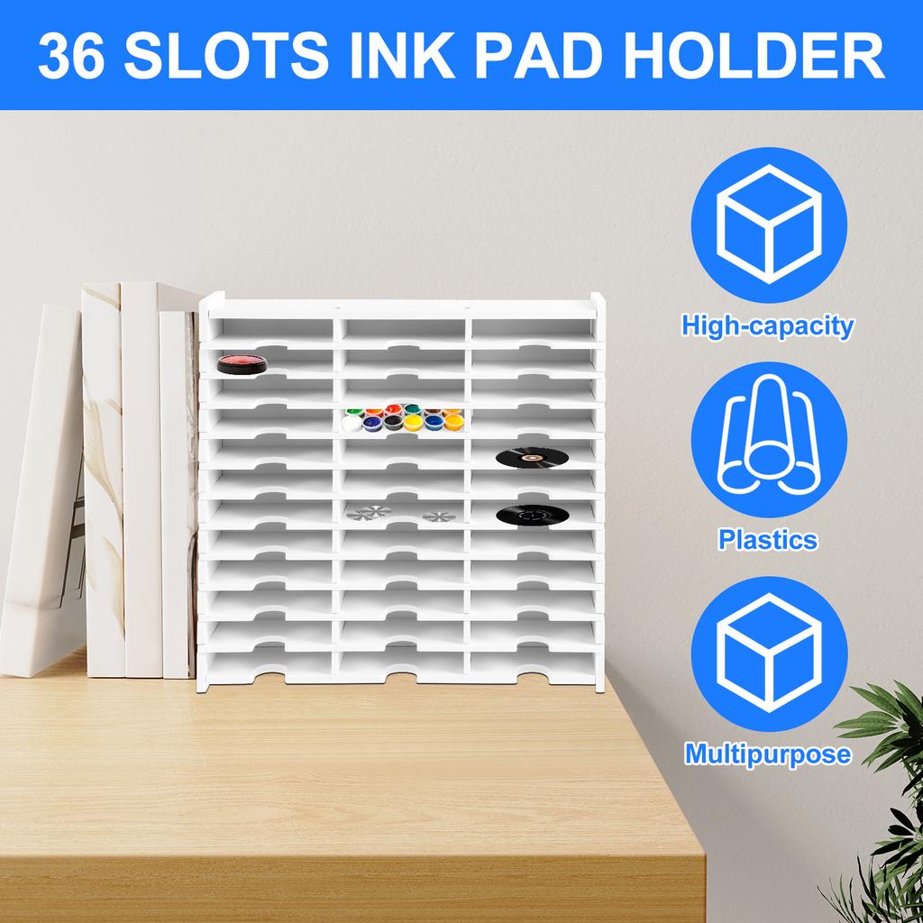 36 Slots Ink Pad Storage Shelf Mobile Phone Storage Box DVD Display Rack Media Inkpad Organizer Cds Shelves Desktop Accessories