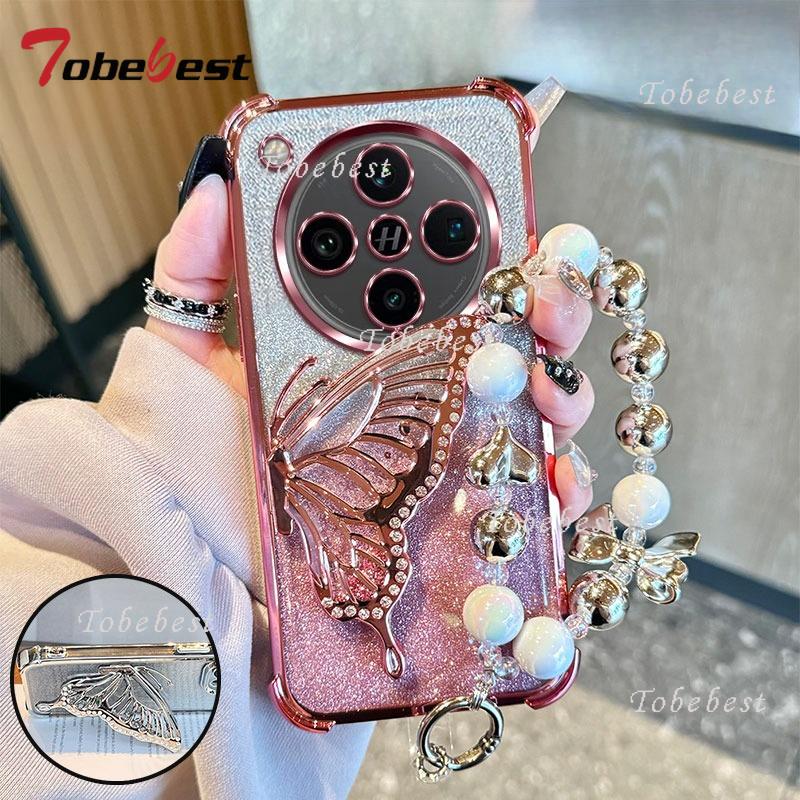 Glitter Shockproof Plating Quicksand Butterfly Bracelet Case  for OPPO Find X8 Pro X8S Plus X7 Ultra Silicone Cover