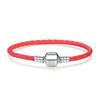 High Quality 100% S925 Sterling Silver Clasp Charm Bead Woven Leather Bracelet for Women & Children's Trendy Gift Jewelry
