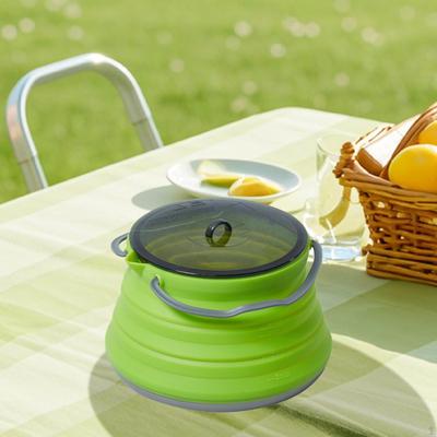 Foldable Camping Kettle Cooking Pot with Handles Kitchen 1.5L Portable Water Teapot for Outdoor