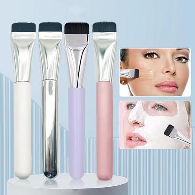 Make-Up Brush Flat Head Straight Foundation Light No Trace Concealer Aluminum Tube Handle Facial Mask Brush Makeup Tools
