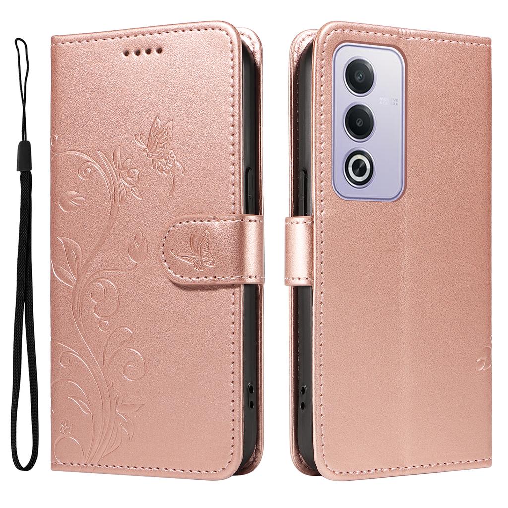 For Oppo A5 4G/5G/A80 5G/A3 5G/A3 Pro (India) 5G/A3 Pro (Global) 5G PU Leather Cases Flower Pattern Wallet Cover with Strap