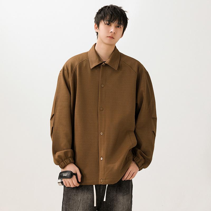 

Men s Spring and Autumn American Vintage Men s Lapel Cargo Jacket Loose Casual Handsome Solid Color Jacket Trendy Jacket 3XL