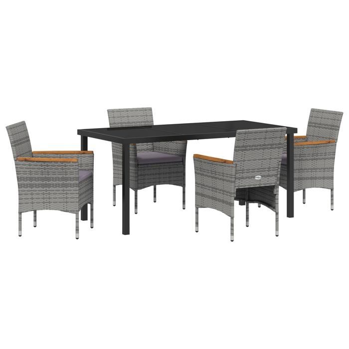 VidaXL Ensemble de dîner de jardin 5 pièces Gris Rotin Poly 3379761
