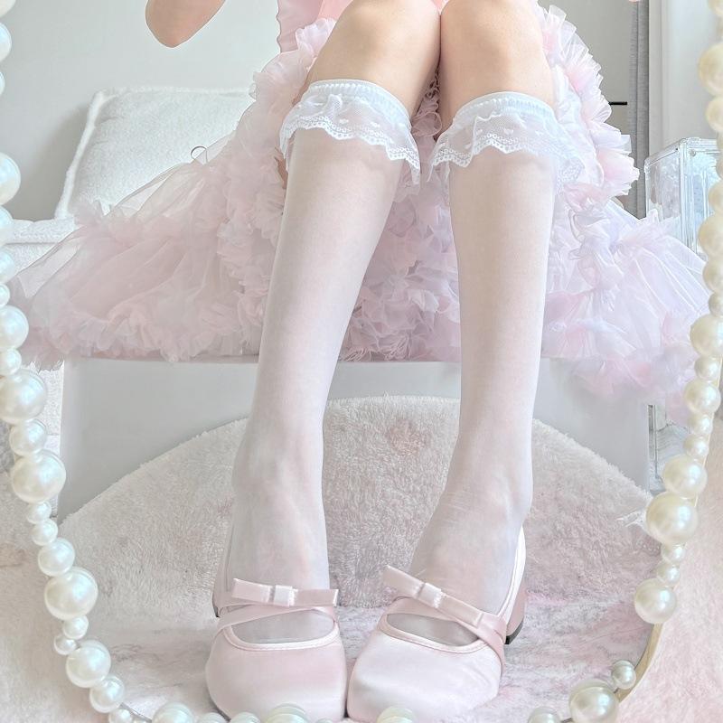 Spring And Summer Thin Calf Socks Women'S Elastic Skin-Penetrating Stockings Lolita Pure Desire Jk Socks Japanese College Wind Knee Socks
