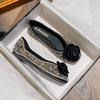 2025 New Spring Retro Shallow Beanie Shoes Camellia Ballet Gentle Wind with Skirt Flat Single Shoes Women's