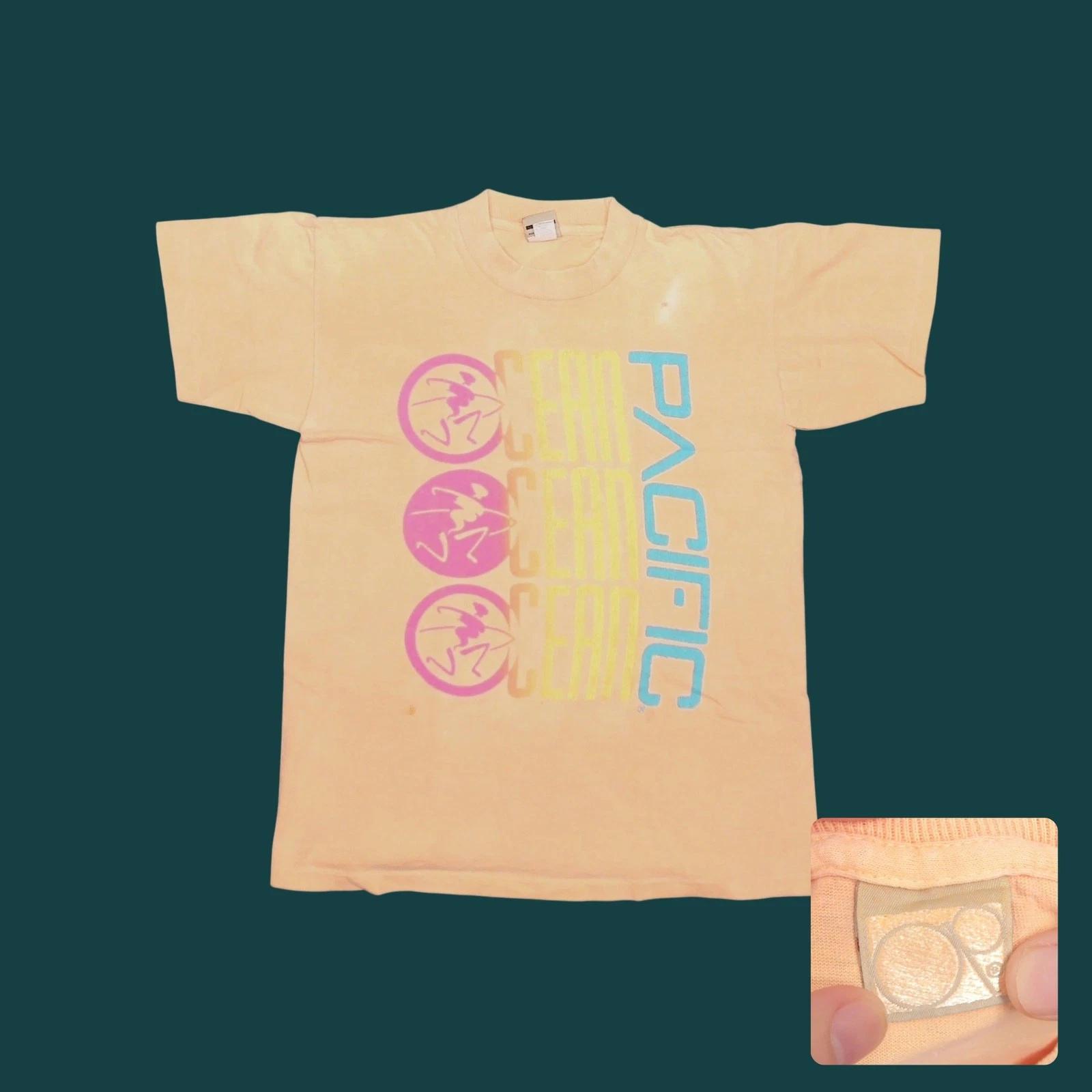 

Ocean Pacific OP T-Shirt 1990 Surfer Graphic Peach Neon Single Stitch Mens M S