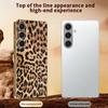 For Samsung Galaxy S24+ Case Leopard Print PU Leather Coated PC+TPU Electroplating Phone Cover