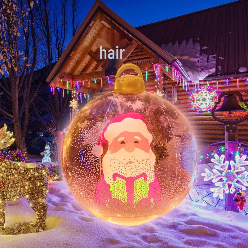 LED Inflatable Christmas Decoration Ball - Lighted Yard Balloon Atmosphere Light PVC