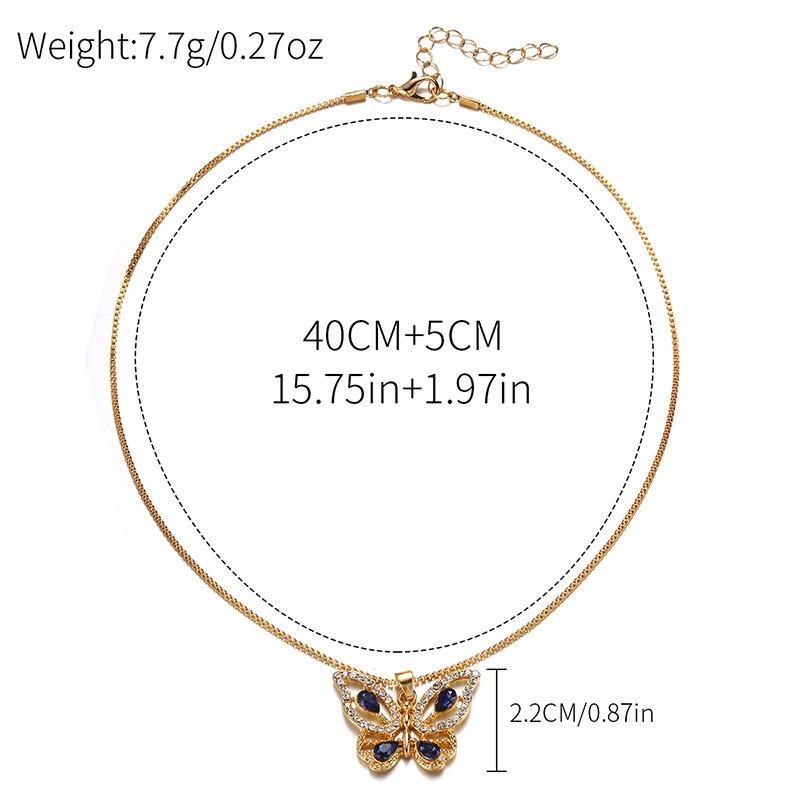Pendentif en alliage exagéré avec diamants Nouvelle bijouterie Collier papillon simple et polyvalent pour femmes