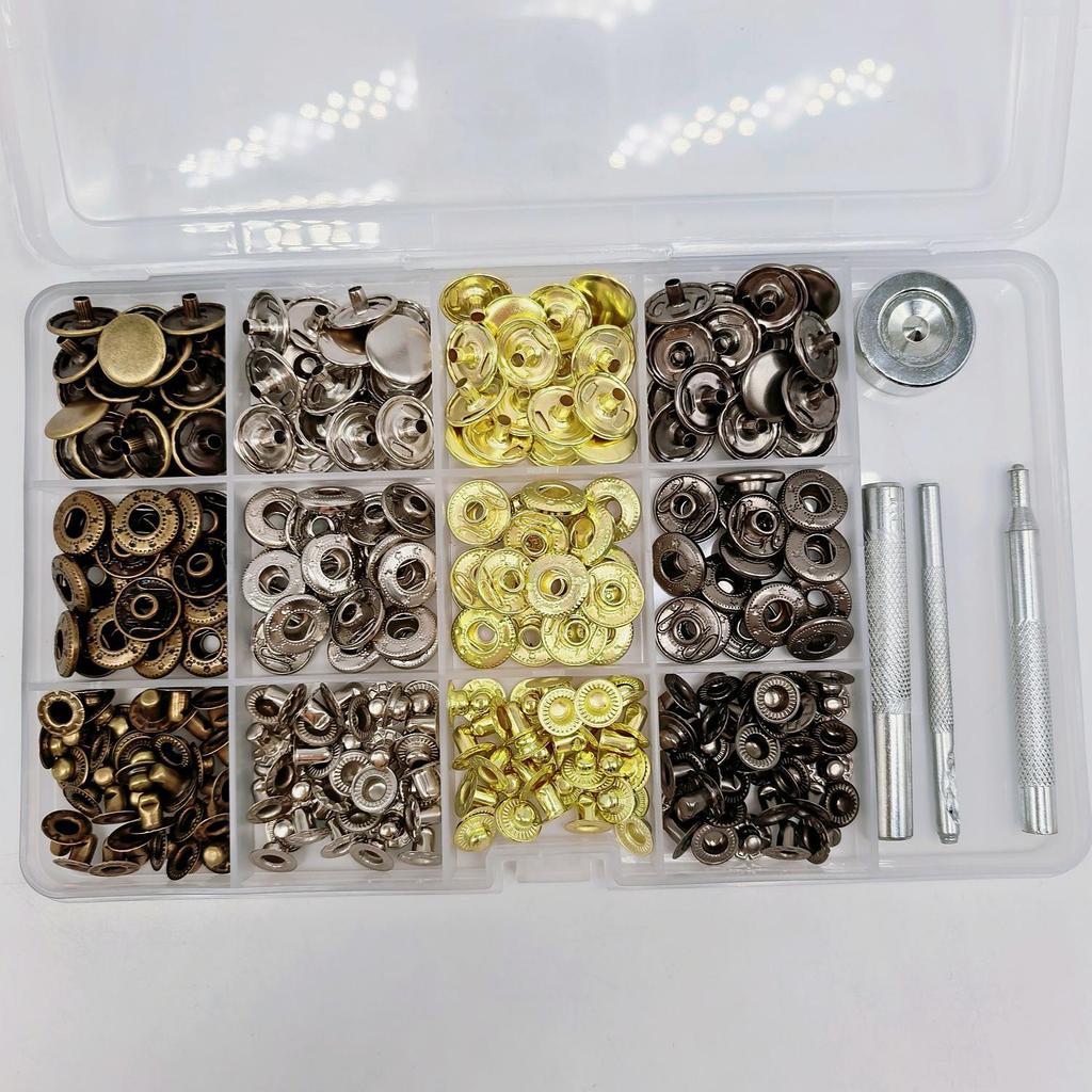 72 Sets Four-Color Metal Snap Buttons, 4-Piece Tool Set for Press-type Fasteners