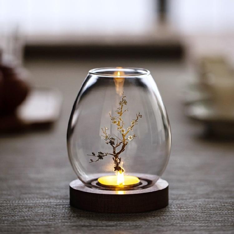 Candle Holder Glass Cover Decorations for Bedroom Farmhouses Candlesticks Decors