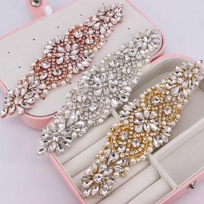 1 PCS Gold Rhinestone Appliques For Wedding Belt Shoes Jacket Jewelry DIY Sew On Rhinestone Appliques Bridal Accessories