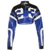 Fashion Motorcycle Contrast Color Embroidery Stitching Slim Imitation Leather Jacket Jacket