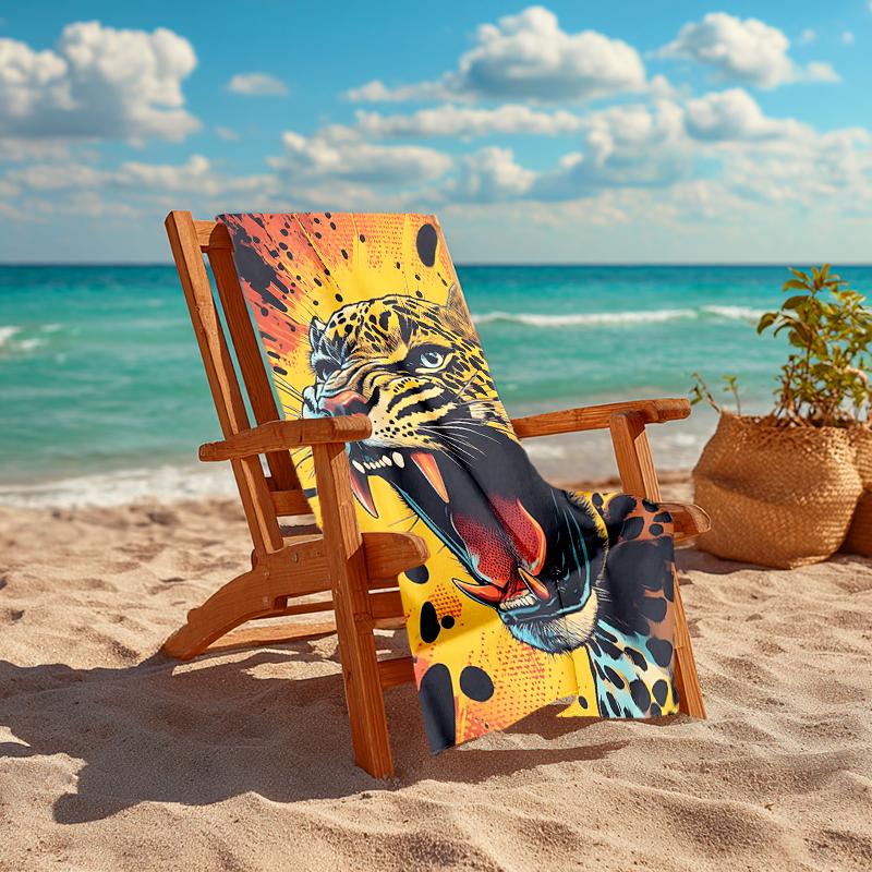 1Pc Leopard Roar Artwork Beach Towel Quick Dry Multiuse For Beach Pool Gym Yoga Home Travel Christmas Halloween Xmas Gift Eg115